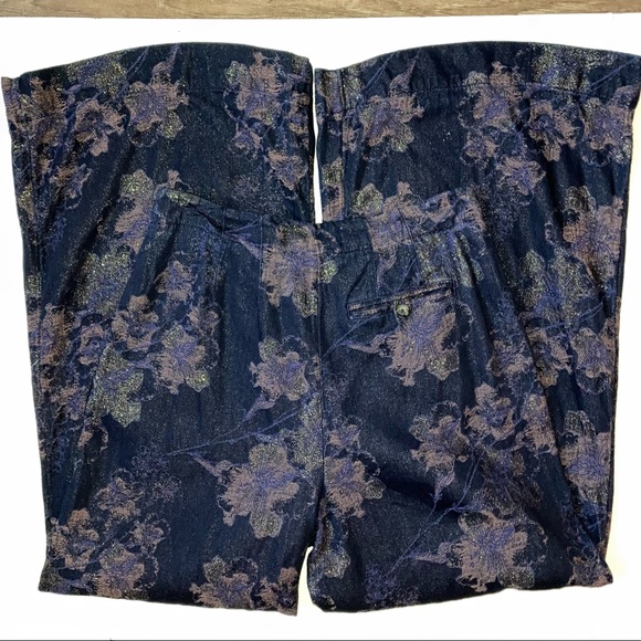 Pilcro and the Letterpress Wide Leg Metallic Pants Blue 28 - Picture 3 of 5